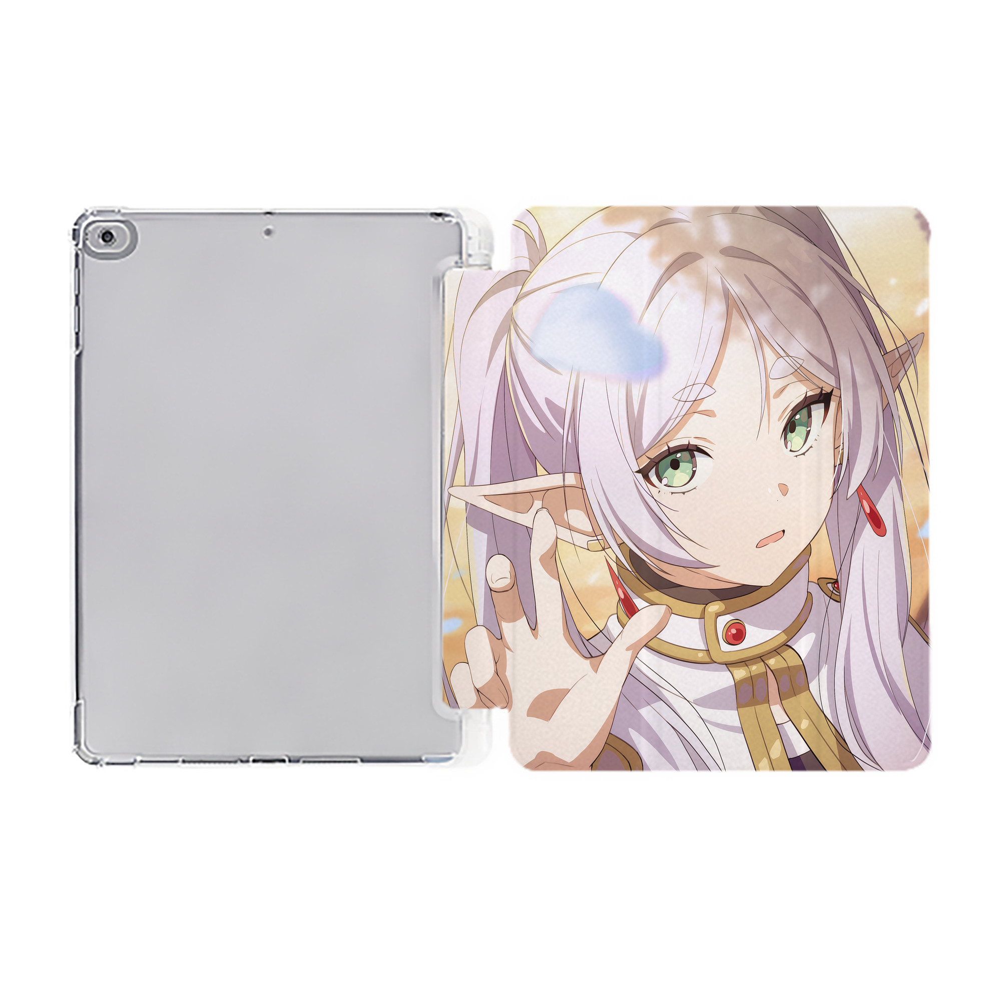 （画像用） 葬送のフリーレン Frieren IPad ケース ペン収納付き 三つ折りスタンド PUレザー×シリコン 対応機種9.5/10.5/10.9インチ